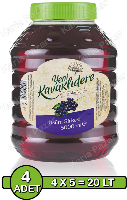 Üzüm Sirkesi 5 Lt X 4 Adet | Endüstriyel Turşuluk Doğal Sirke Seti