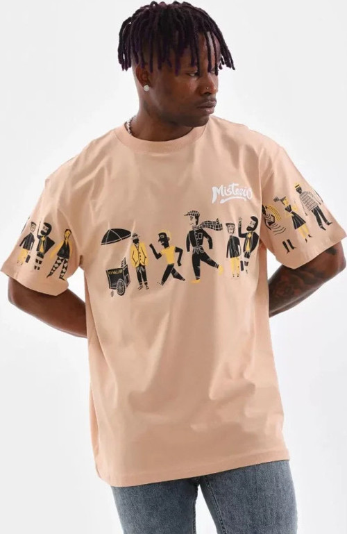 Unisex Bisiklet Yaka Baskılı Oversize TShirt