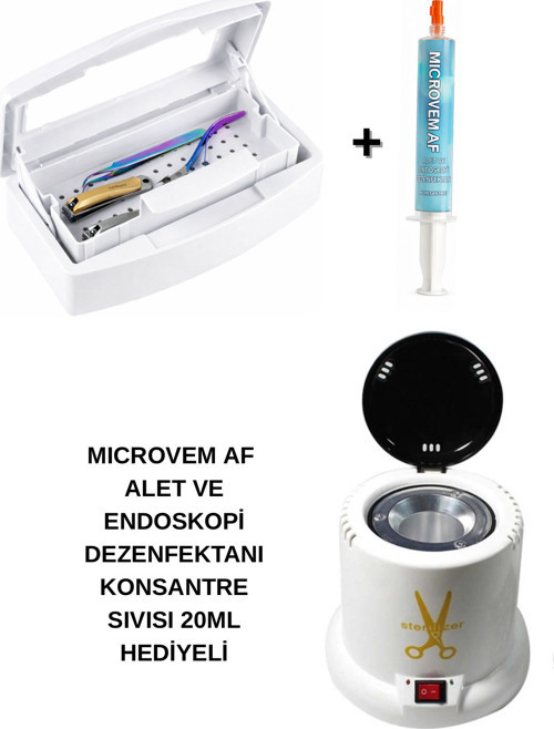 100W Mini Sterilizasyon Makinesi ve Çift Bölmeli Sterilizasyon Kutusu Dezenfektan Sıvısı Hediyeli