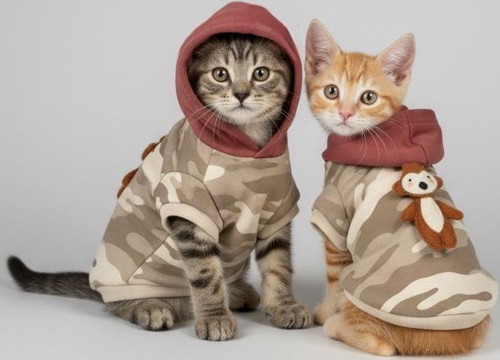 Safari Friends Kapüşonlu Kedi Sweatshirt – Küçük Irklar