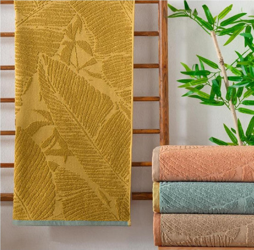 Home Leaf 70x140 Jakarlı Havlu 1 Parça-Hardal