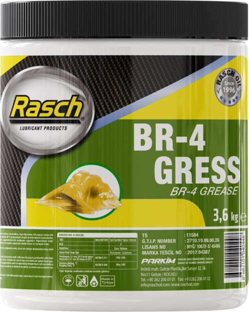 BR-4 Kalsiyumlu Katı Gres Yağı Sarı - 3.6 Kg.