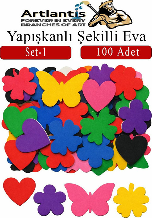 Şekilli Eva Yapışkanlı Set-1 100 lü 1 Paket Kendinden Yapışkanlı Eva Sticker Okul Öncesi Kreş Ana Sınıfı