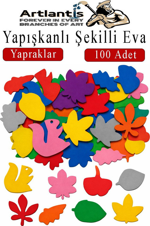 Şekilli Eva Yapışkanlı Yapraklar 100 lü 1 Paket Kendinden Yapışkanlı Eva Sticker Okul Öncesi Kreş Ana Sınıfı