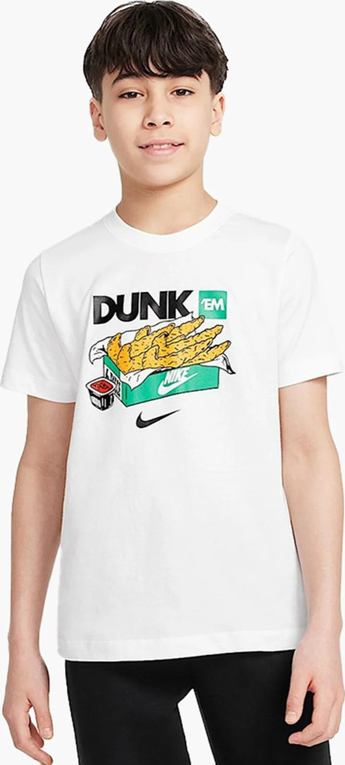 Sportswear Cotton Dunk Kids Tee White Baskılı Unisex Çocuk Tişört Beyaz