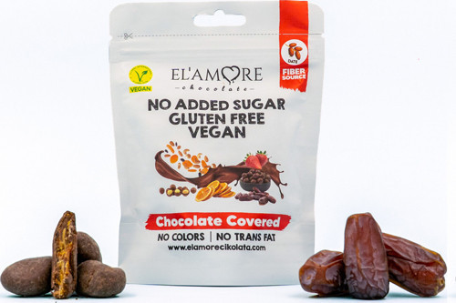 Şeker İlavesiz, Glütensiz, Vegan Hurmalı Bitter Çikolata - Doypack 50 Gr