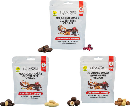 Şeker İlavesiz, Glütensiz, Vegan Turna Yemişi, Yer Fıstığı, Fındıklı Bitter Çikolata- 50 Gr X 3 Adet