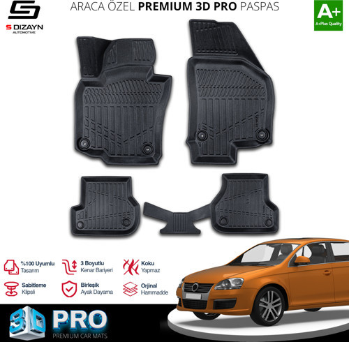 S-Dizayn VW Jetta 3D Pro Havuzlu Paspas 2005-2007 A+ Kalite