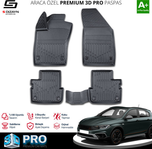 S-Dizayn Fiat Egea Hybrid 3D Pro Havuzlu Paspas 2020 Üzeri A+ Kalite