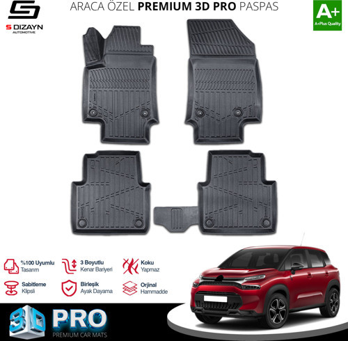 S-Dizayn Citroen C3 Aircross 3D Pro Havuzlu Paspas 2017-2024 A+ Kalite