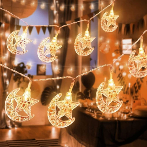 Hilal Ve Yıldız Şekilli 3.5 Metre Usb Led Işık – 20 Led’Li Dekoratif Ramazan Dekorasyonu Ve Ortam Ay