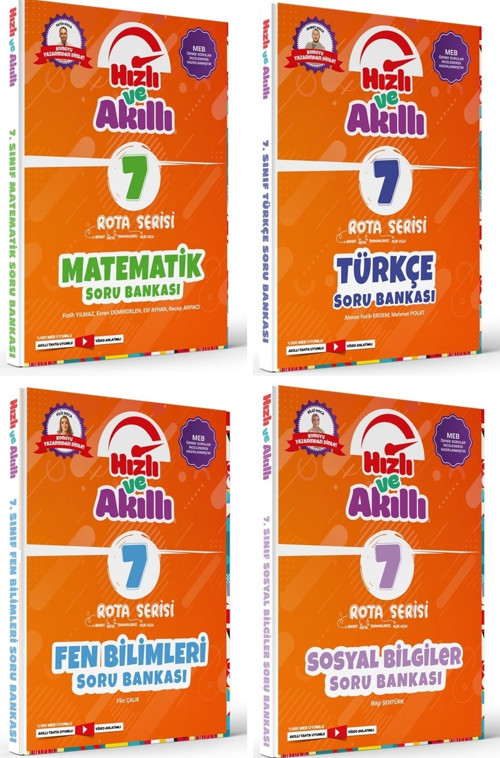 Tammat 7. Sınıf Matematik + Türkçe + Fen Bilimleri + Sosyal Bilgiler Rota Hızlı Ve Akıllı Soru Bankası Tam Seti 4 Kitap