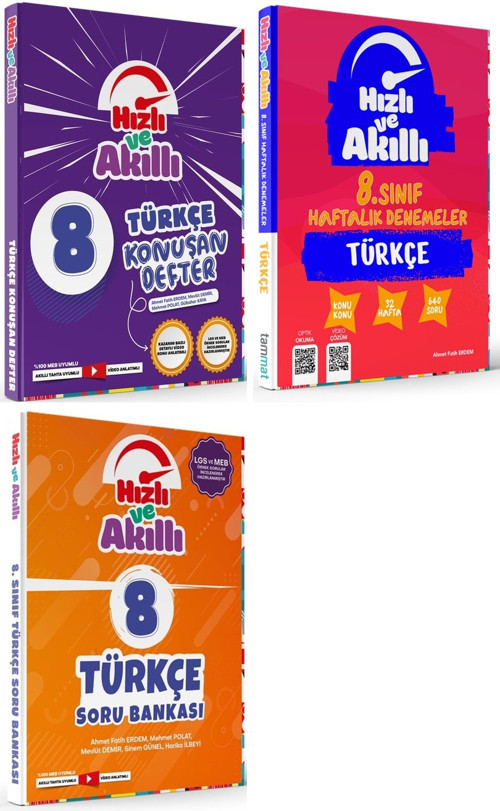 Tammat 8. Sınıf Türkçe Hızlı Ve Akıllı Soru + Defter + 32 Haftalık Deneme Set 3 Kitap