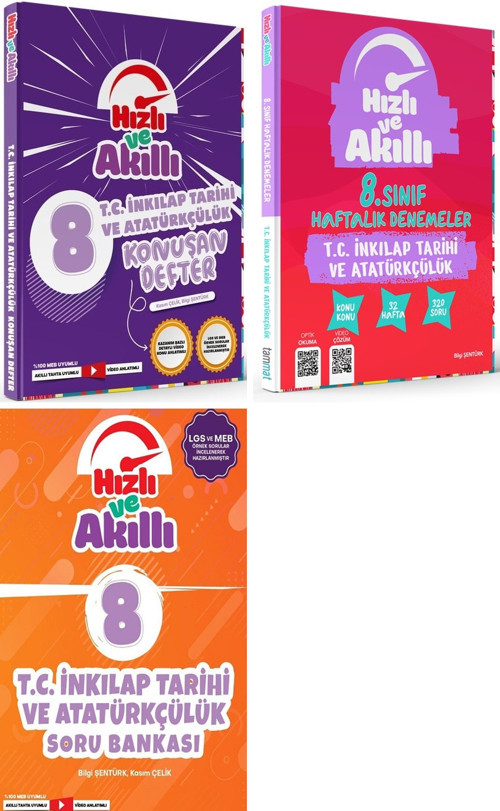 Tammat 8. Sınıf İnkılap Tarihi Hızlı Ve Akıllı Soru + Defter + 32 Haftalık Deneme Set 3 Kitap