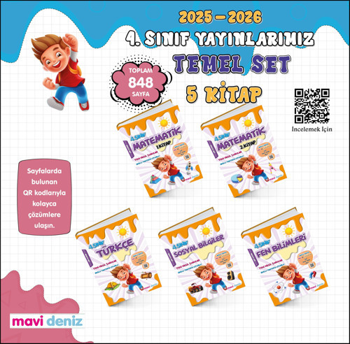 Mavi Deniz 2026 4. Sınıf Matematik + Türkçe + Fen + Sosyal Temel Seti 5 Kitap