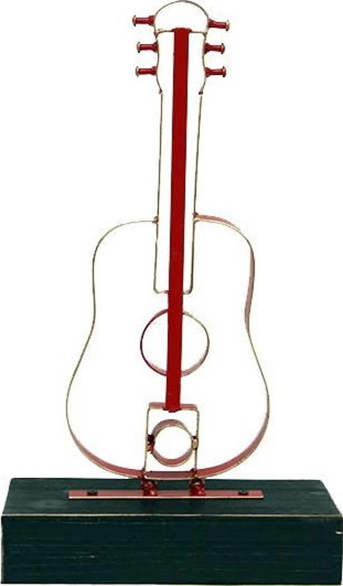 Obje Gitar Ahşap Standlı Biblo Dekoratif Ev Ofis Hediyelik