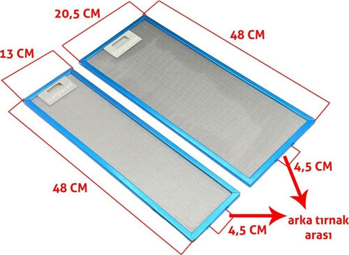 Kumtel İle Uyumlu En 20,5 Boy 48 cm - En 13 Boy 48 cm Aspiratör Filtresi Takımı