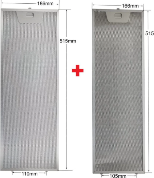 En 186mm Boy 515mm ve En 166mm Boy 515mm Tek Tırnaklı Aspratör Filtre Takımı (18,6cm - 51,5m / 16,6cm - 51,5m)