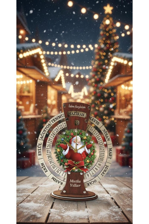 Mutlu Yıllar - Yılbaşı - Yeni Yıl - Merry Christmas Temalı Sonsuz Maya Takvimli Masa Saati