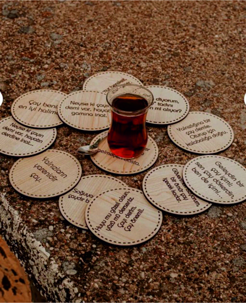 Bardak Altlığı 12'Li Çay Sözleri