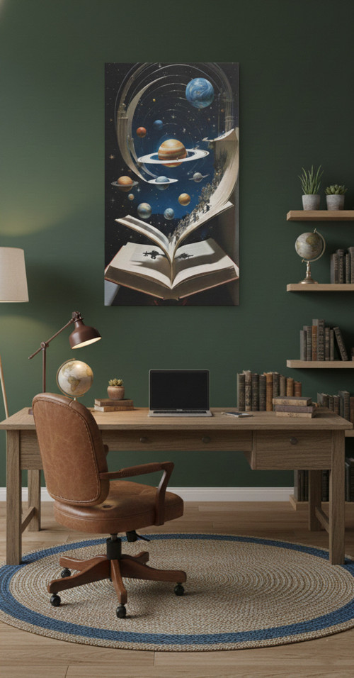 Sürrealizm Temalı Tablo Kanvas Dikey Tasarım