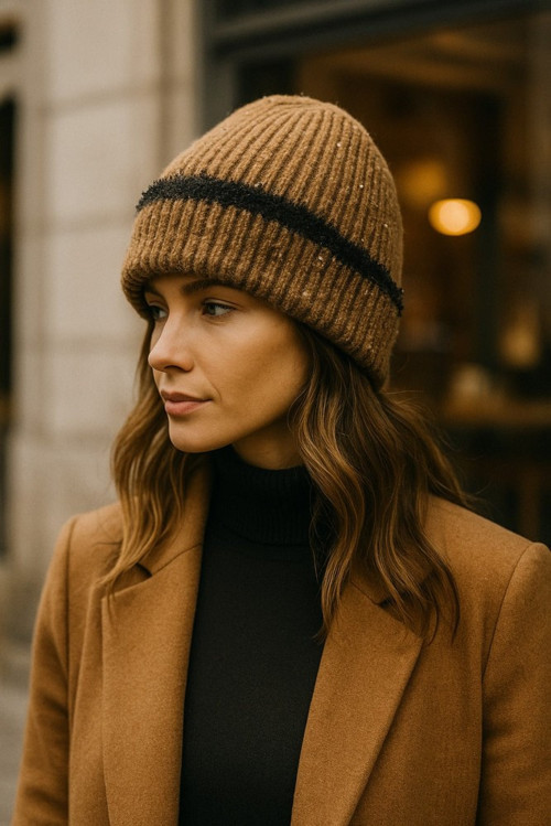 YAKE STORE Kadın Antrasit Kırçıllı Yünlü Bere BERE1143 - KAHVE