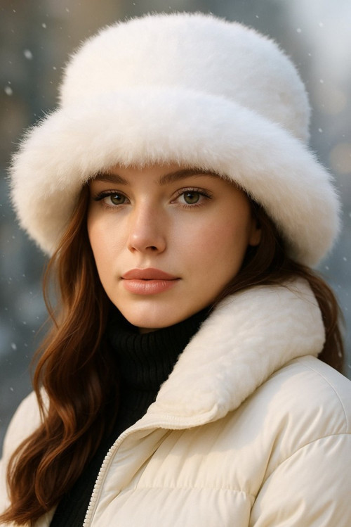 YAKE STORE Bordo Kalın Peluş Kalpak Şapka Bere - Sıcak Tutan Şık Dış Mekan Soğuktan Koruma Spk1143 - Ekru