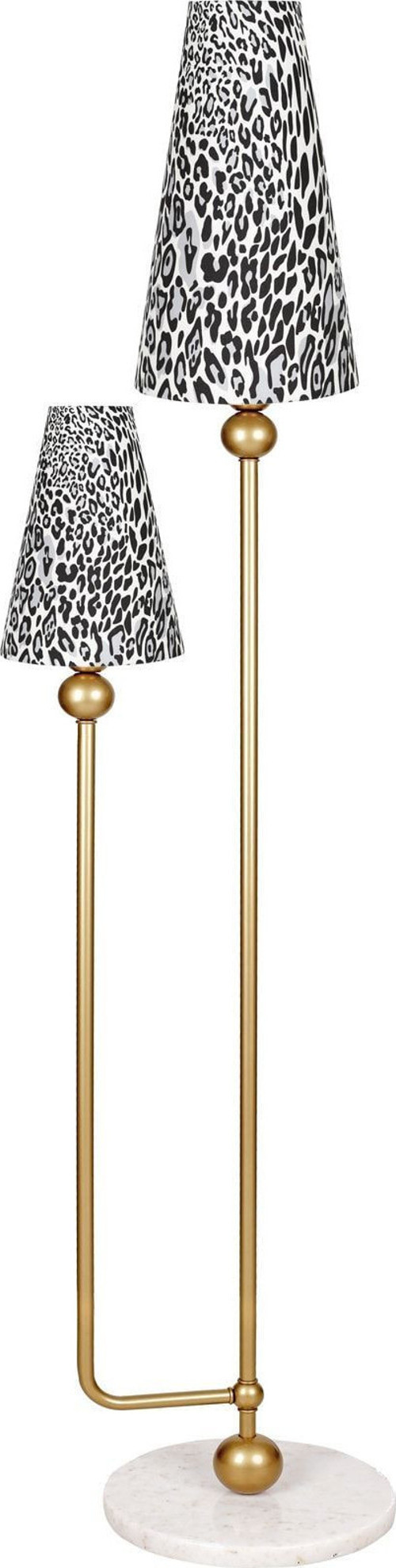 Bologna Statik Eskitme Mat Gold Metal Lambader - Leopar Desenli