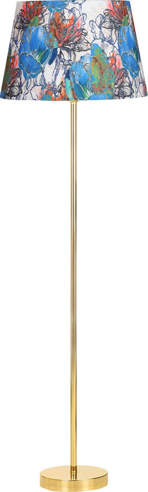 Conic Gold Kaplama Paslanmaz Metal Tek Ayaklı Lambader - Flowers Desenli