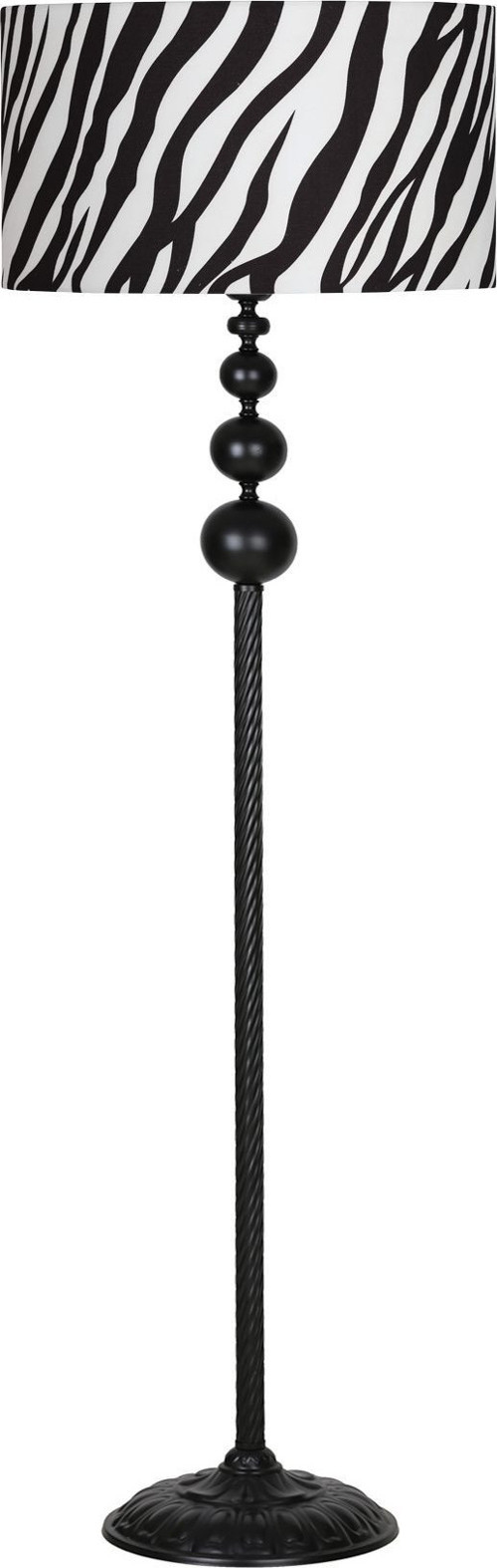Grasse Black Üçlü Küre Metal Lambader - Zebra Desenli