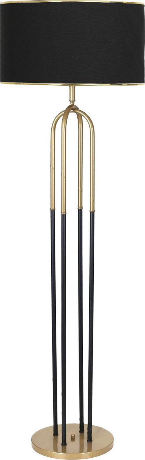 Houston Eskitme Mat Gold Detaylı Metal Lambader - Gold Siyah