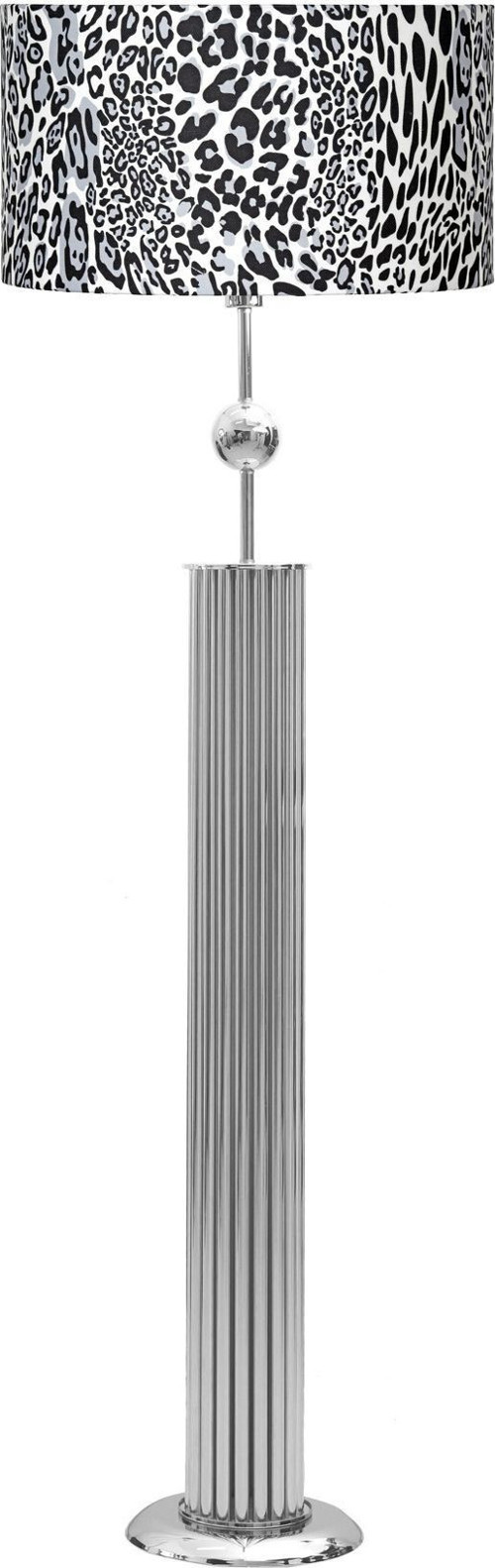 Odeon Krom Kaplama Küre Detaylı Metal Çubuk Lambader - Leopar Desenli