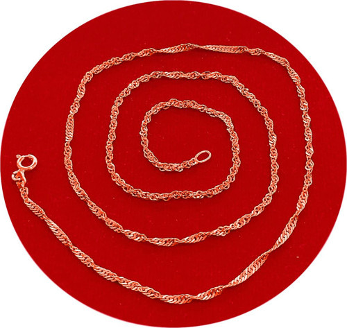 Singapur Gümüş Zincir 45 cm Burgu Kolye Zincir Rose 925 Ayar Gümüş ZNC-32