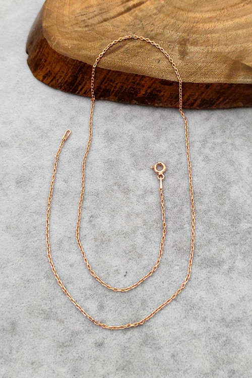 Kadın Rose Gümüş Zincir 45 cm Kalın Kolye Forse Zincir 925 Ayar ZNC-27