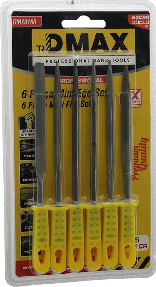 6PCS MİNİ ÇELİK EĞE SETİ DÜZ - YUVARLAK - YARI DAİRESEL - KARE - ÜÇGEN (5047)