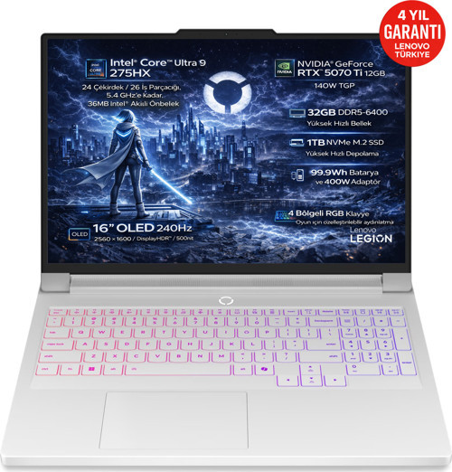 Legion Pro 7 Intel Core Ultra 9 275HX 32GB 1TB SSD RTX 5070 Ti 12GB 16" WQXGA OLED Fdos 83F500KFTR