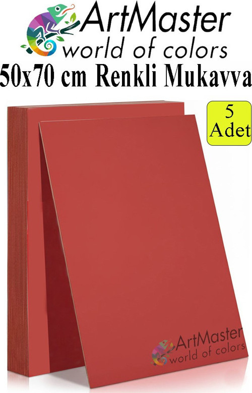 Kırmızı Renkli Mukavva 50x70 cm 5 Adet 1 Paket Renkli Sert Karton 1.0 mm Anasınıfı Hobi Etkinlik Okul Öncesi Elişi