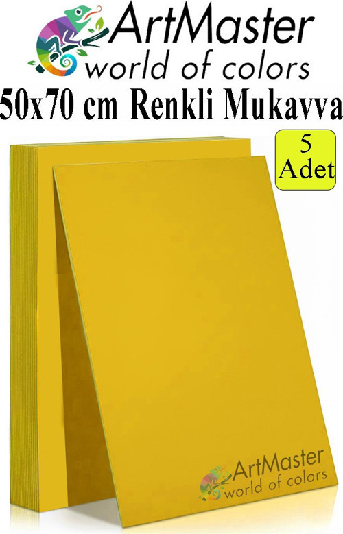 Sarı Renkli Mukavva 50x70 cm 5 Adet 1 Paket Renkli Sert Karton 1.0 mm Anasınıfı Hobi Etkinlik Okul Öncesi Elişi