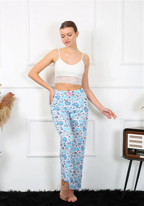 Kadın Pamuklu Alt Pijama Mavi
