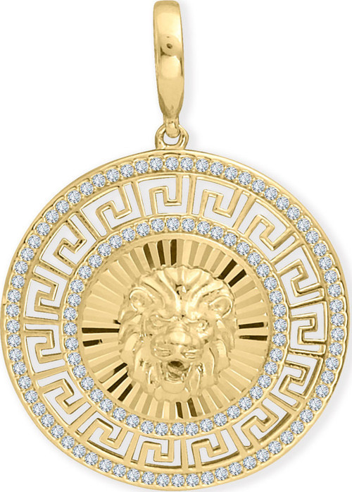 Taşlı Altın Madalyon Aslan Kolye Ucu (UC0273)