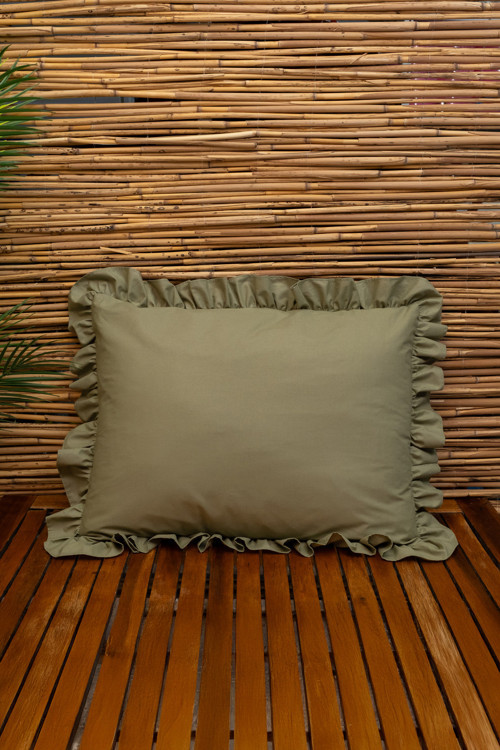 %100 Pamuklu Fırfırlı Yastık Kılıfı 50X70 Cm (1 Adet) Yeşil