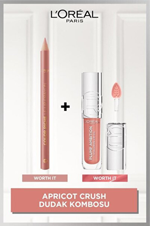 L'Oreal Paris Apricot Crush Lips Dudak Kombosu Color Riche Dudak Kalemi 601+ Plump Ambition Dudak Parlatıcısı 601