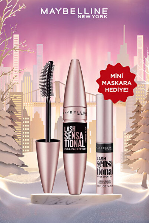 Maybelline Lash Sensational Maskara Intense Black Siyah & Mini Lash Sensational Maskara