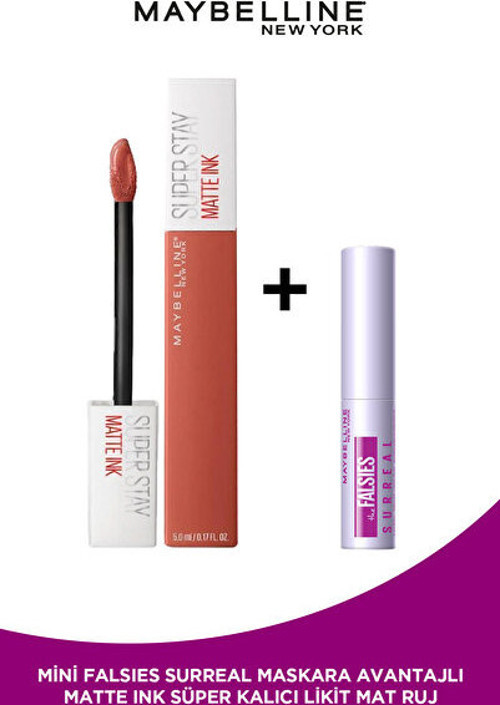 Super Stay Matte Ink Unnude Likit Mat Ruj 70 Amazonian & Mini Falsies Surreal Maskara