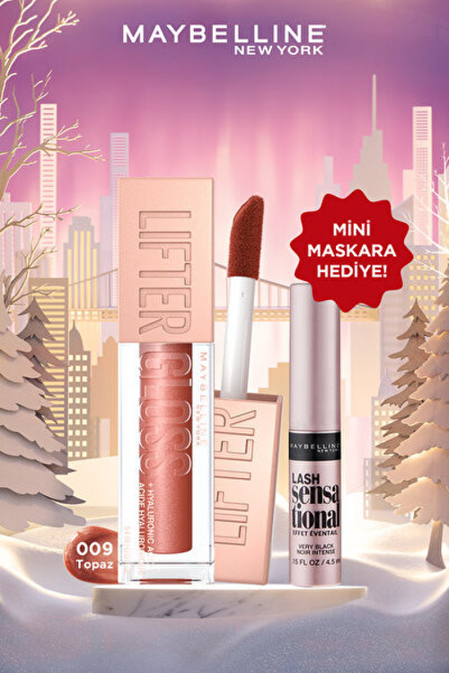 Lifter Gloss Nemlendirici Dudak Parlatıcısı 009 Topaz & Mini Lash Sensational Maskara Makyaj Seti