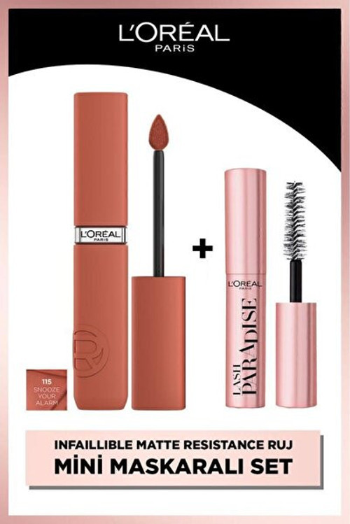 L'Oreal Paris Infaillible Matte Resistance Likit Mat Ruj - 115 Snooze Your Alarm & Mini Paradise Maskara 4.7 ML