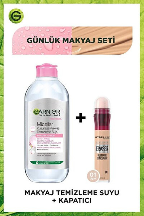 Instant Anti Age Eraser Kapatıcı 01 Light + Garnier Micellar Kusursuz Makyaj Temizleme Suyu 400 ml
