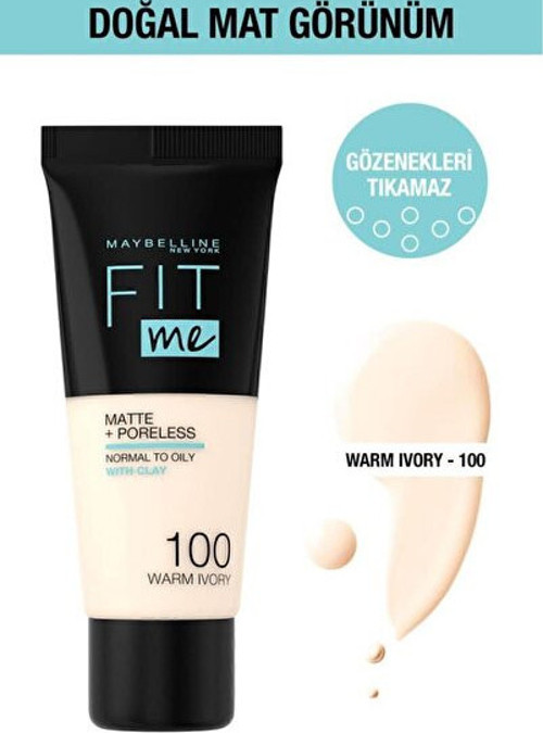 Fit Me Matte Poreless Fondöten - 100 Warm Ivory