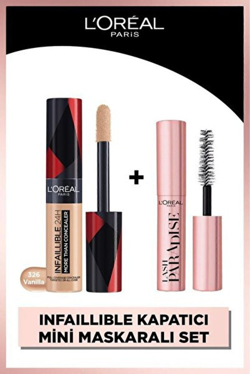 L'Oreal Paris Infaillible 24h Tüm Yüze Uygulanabilir Kapatıcı - 326 Vanilla & Mini Paradise Maskara 4.7 ml Makyaj