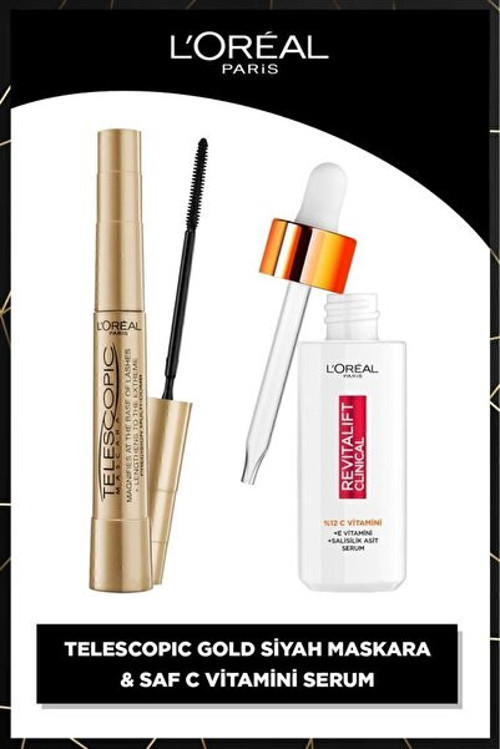 L'Oreal Paris Telescopic Maskara & Revitalift Clinical %12 Saf C Vitamini Aydınlatıcı Gözenek Karşıtı Serum 30ml